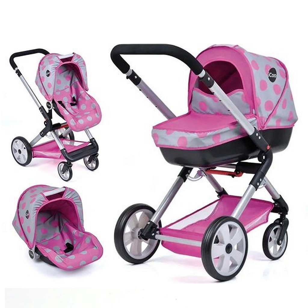 Basic ICoo 4in1 Manhatten Poppenwandelwagen Roze/Zwart