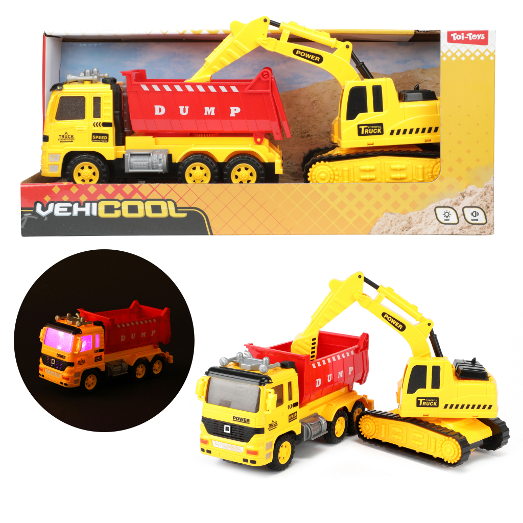 Toi-Toys & Trucks Kiepwagen met Graafmachine Licht & Geluid