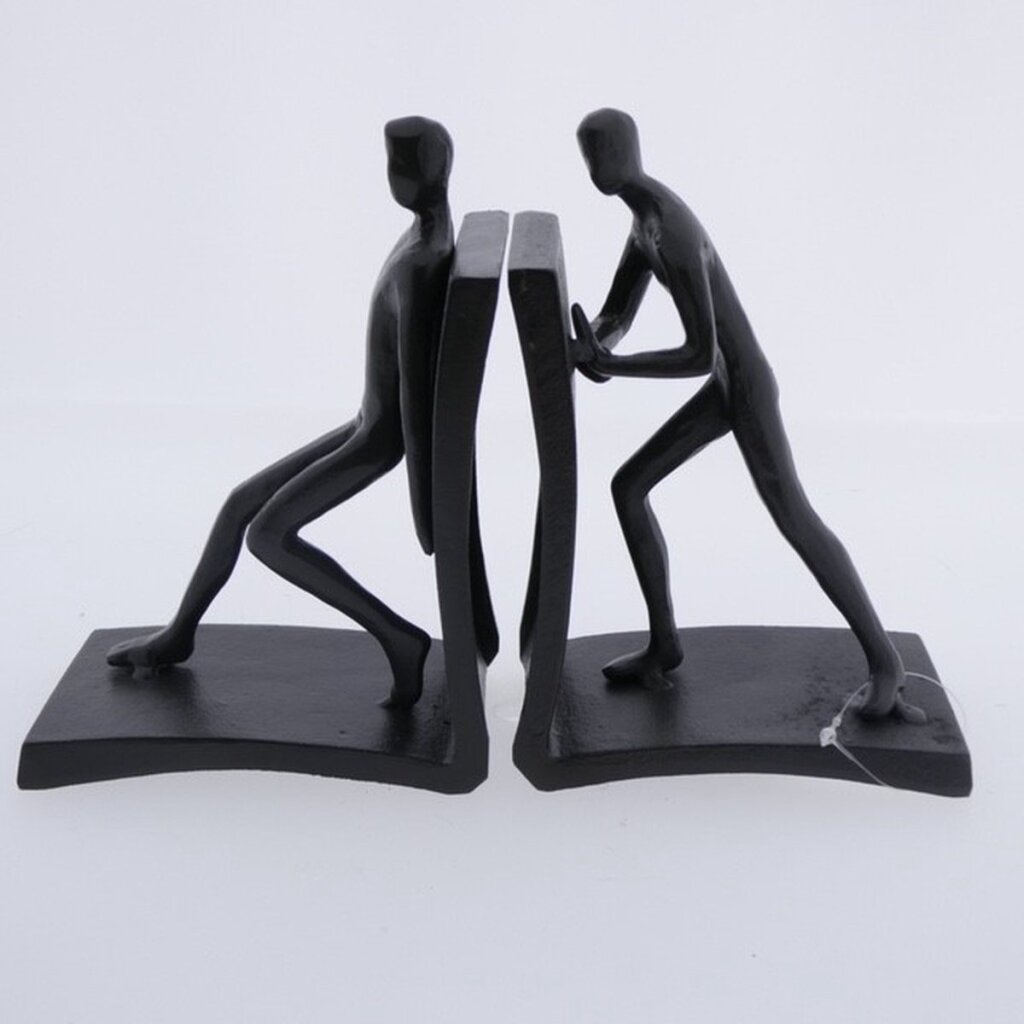 Boekensteun sculptuur Push zwart metaal 23x7x 15,5cm