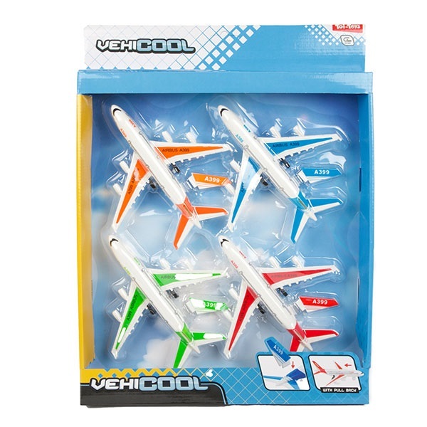 Toi-Toys Planes & Helicopters Set Vliegtuigen 4stuks Pull Back