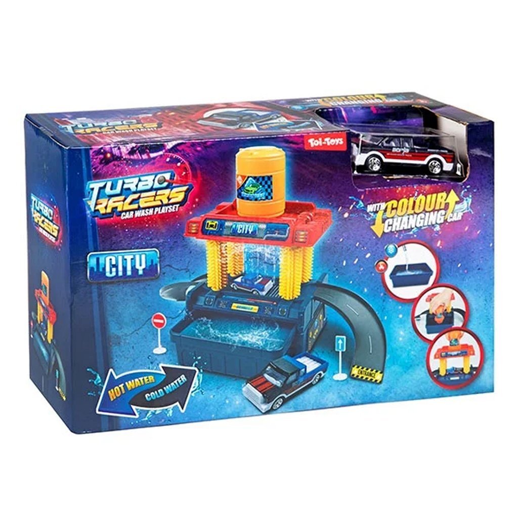 Turbo racers set carwash 24 dlg met auto en accesoires