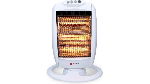 Alpina Elektrische Kachel 1200W Draagbare Halogeen Heater met 3 Warmtestanden 25x9x38 cm Wit