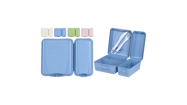 Dubbele Lunchbox + Bestekset Assorti