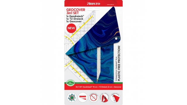 Aristo AR-18101B 3in1 Geocoverset Geocover/Geodriehoek/Tekendriehoek Deep Blue