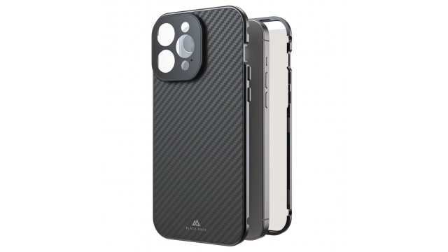 Black Rock 360 Glas Cover Voor Apple IPhone 15 Pro Max Real Carbon