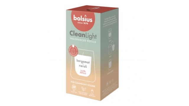 Bolsius Clean Light Navulling Bergamot Neroli 2 Stuks Wit