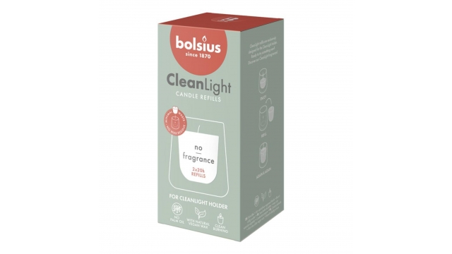 Bolsius Clean Light Zero Navulling 2 Stuks Wit