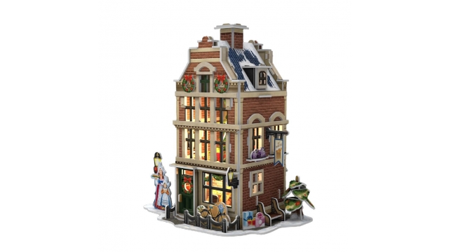 Cubic Fun 3D Puzzel Hollands Huisje Winter Bakkerij + Licht 65 Stukjes