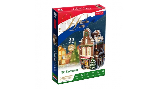 Cubic Fun 3D Puzzel Hollands Huisje Winter Kaaswinkel + Licht 60 Stukjes