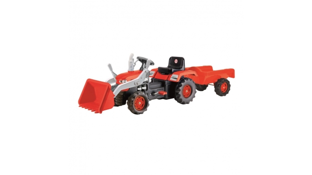 Dolu Traptractor met Aanhanger en Lader Rood/Zwart