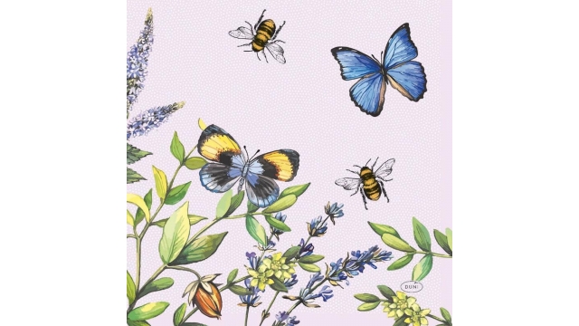 Duni Servetten Cherry Butterflies 33x33cm 3-laagstissue FSC pak a 20 servetten