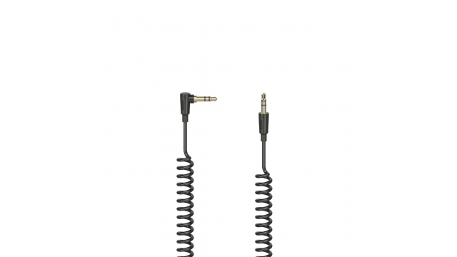 Hama Spiraalkabel 3.5 mm Jack met 90° Stekker Stereo 75 cm Zwart