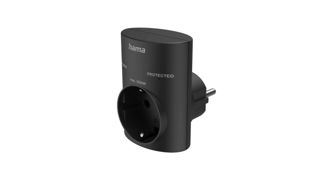 Hama Stopcontactadapter Geaard Stopcontact met Overspanningsbeveiliging Netspanning Zwart