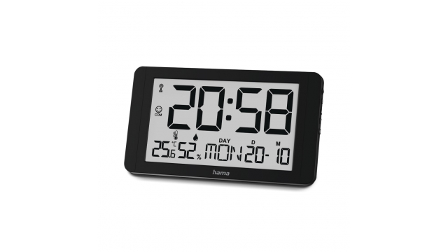 Hama Digitale DCF Wandklok Cuba + Thermometer en Hygrometer Zwart