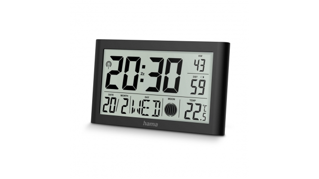 Hama Digitale DCF Wandklok Martinique + Thermometer en Hygrometer Zwart