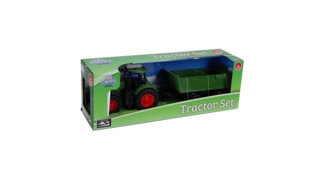 Kids Globe Farming Tractor met Trailer 41 cm Groen