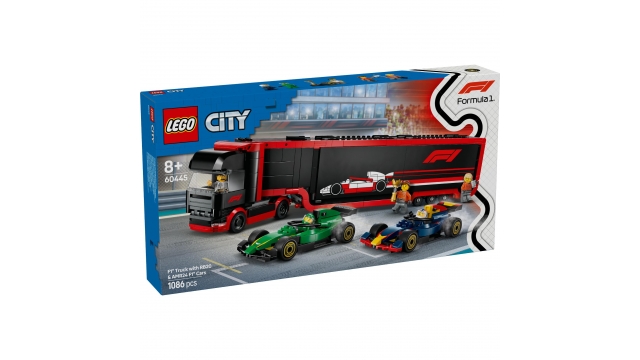 Lego City 60445 F1 Truck met RB20 en AMR24 F1 Auto's