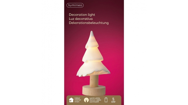 Lumineo LED Boom Porselein/Wit/Hout