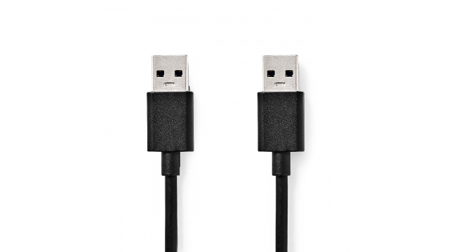 Nedis CCGB61000BK10 Usb-kabel Usb 3.2 Gen 1 Usb-a Male Usb-a Male 5 Gbps Vernikkeld 1.00 M Rond Pvc Zwart Doos