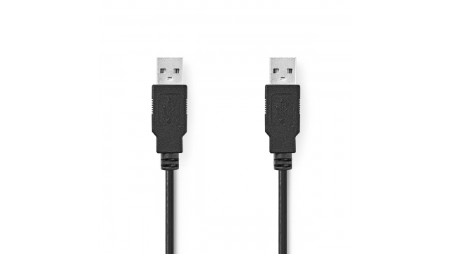 Nedis CCGL60000BK20 Usb-kabel Usb 2.0 Usb-a Male Usb-a Male 480 Mbps Vernikkeld 2.00 M Rond Pvc Zwart Label