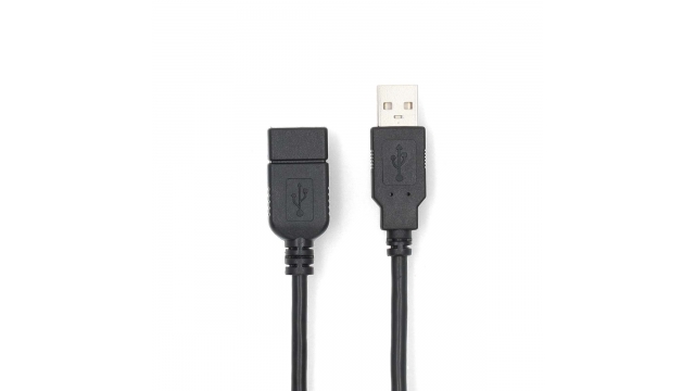 Nedis CCGL60010BK30 Usb-kabel Usb 2.0 Usb-a Male Usb-a Female 480 Mbps Vernikkeld 3.00 M Rond Pvc Zwart Label