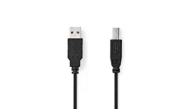 Nedis CCGL60100BK05 Usb-kabel Usb 2.0 Usb-a Male Usb-b Male 10 W 480 Mbps Vernikkeld 0.50 M Rond Pvc Zwart Label