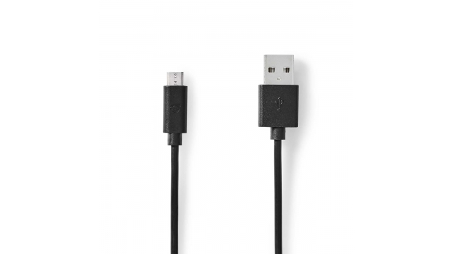 Nedis CCGL60500BK30 Usb-kabel Usb 2.0 Usb-a Male Usb Micro-b Male 10 W 480 Mbps Vernikkeld 3.00 M Rond Pvc Zwart Label