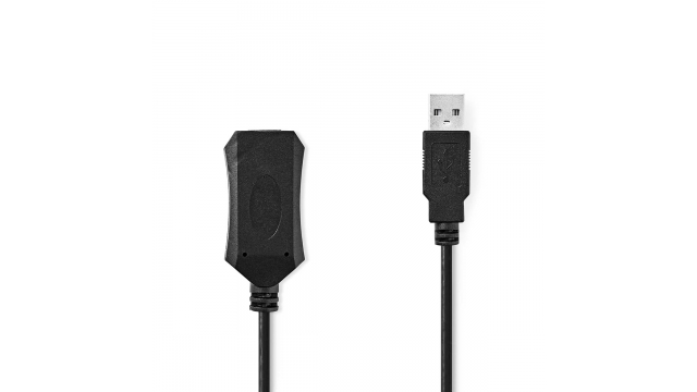 Nedis CCGL60EXTBK100 Actieve Usb-kabel Usb 2.0 Usb-a Male Usb-a Female 480 Mbps 10.0 M Rond Vernikkeld Pvc Koper Label