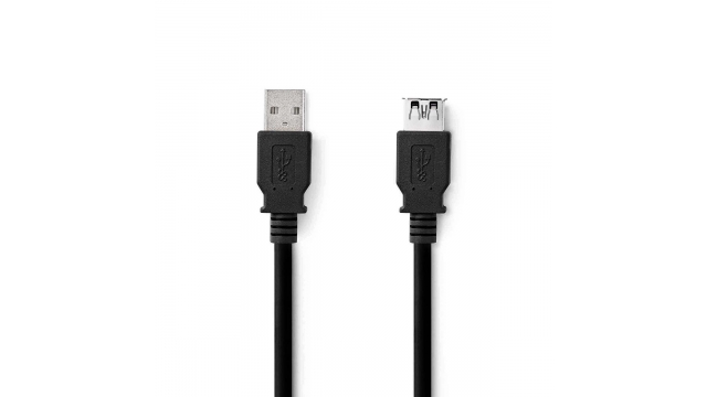 Nedis CCGL61010BK10 Usb-kabel Usb 3.2 Gen 1 Usb-a Male Usb-a Female 5 Gbps Vernikkeld 1.00 M Rond Pvc Zwart Label