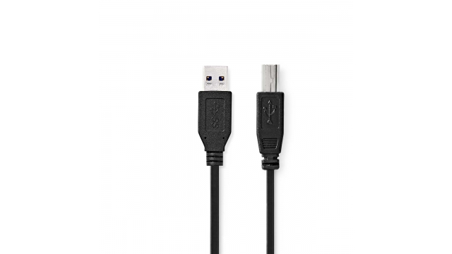 Nedis CCGL61100BK20 Usb-kabel Usb 3.2 Gen 1 Usb-a Male Usb-b Male 5 Gbps Vernikkeld 2.00 M Rond Pvc Zwart Label