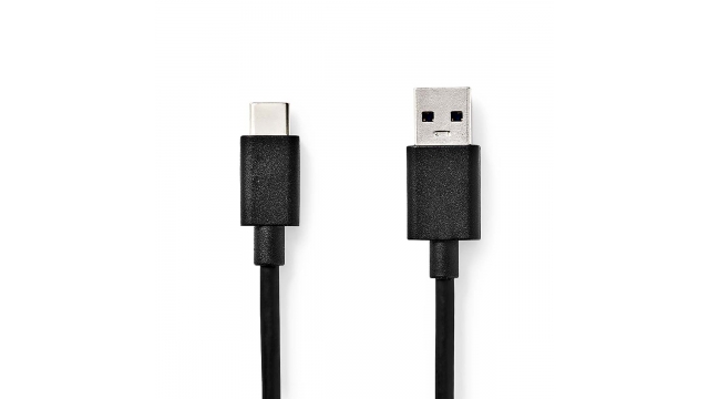 Nedis CCGL61600BK10 Usb-kabel Usb 3.2 Gen 1 Usb-a Male Usb-c™ Male 15 W 5 Gbps Vernikkeld 1.00 M Rond Pvc Zwart Label