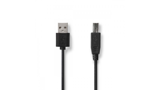 Nedis CCGL60101BK20 Usb-kabel Usb 2.0 Usb-a Male Usb-b Male 480 Mbps Vernikkeld 2.00 M Rond Pvc Zwart Label