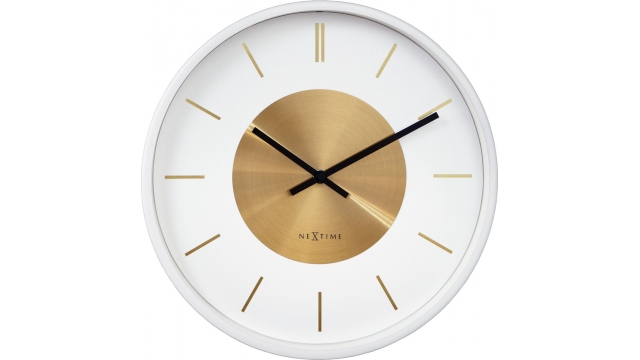 Nextime Wandklok Retro II 25cm Wit/Goud