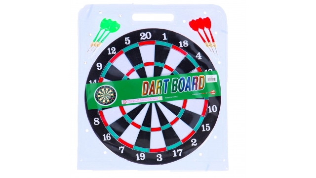 Dartboard Tweezijdig + 6 Pijlen 37 cm