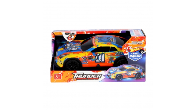 Speed Crazy Racer Thunder Raceauto 20 cm + Licht en Geluid Assorti