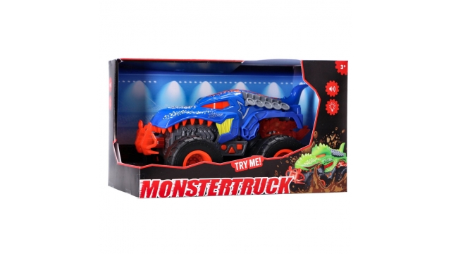 Monstertruck Dino + Licht en Geluid Blauw