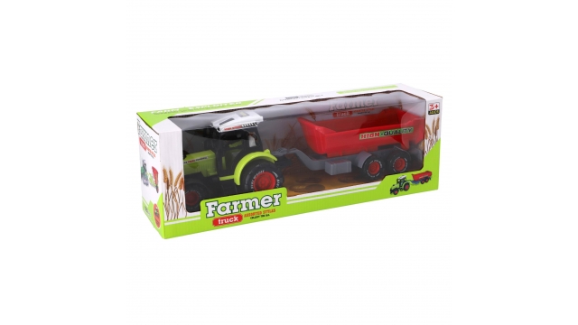 Farmer Trekker met Aanhanger 45 cm Groen/Rood