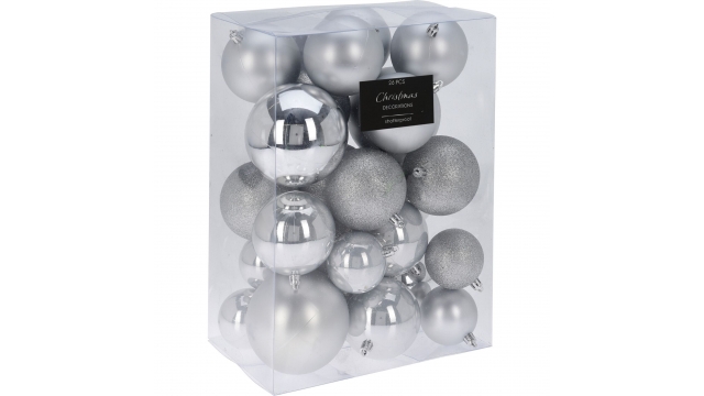 Kerstballen 26 stuks Zilver