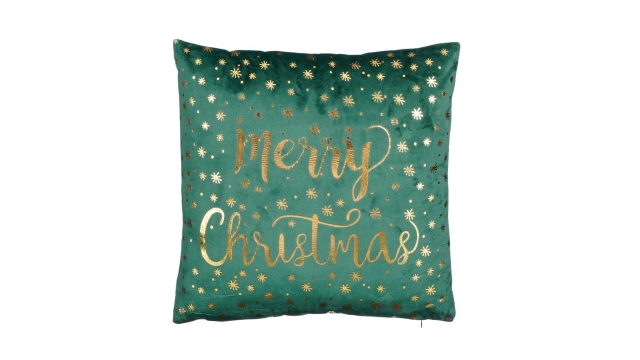 Kussen Merry Christmas 40x40x10 cm Groen