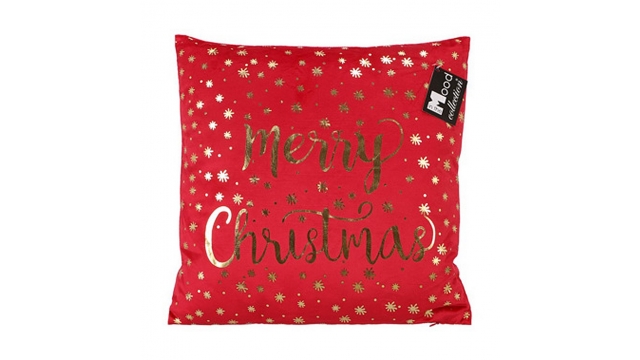 Kussen Merry Christmas Rood 40x40x10 cm