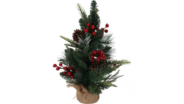 Decoratie Kunst Kerstboompje 45 cm Groen/Rood