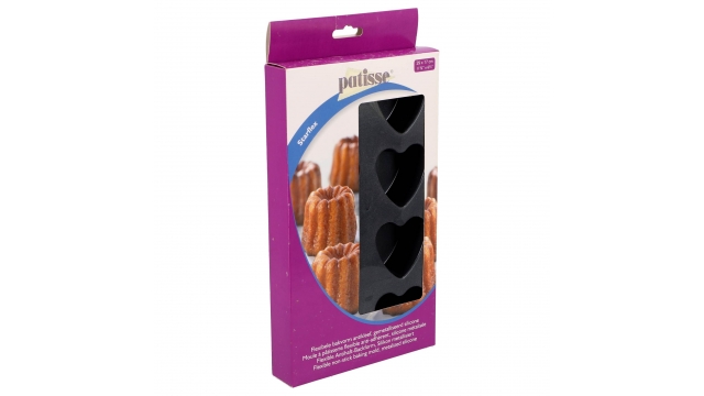 Patisse Mini Hartvormpjes 8 Vaks 29x17 cm Zwart/Siliconen