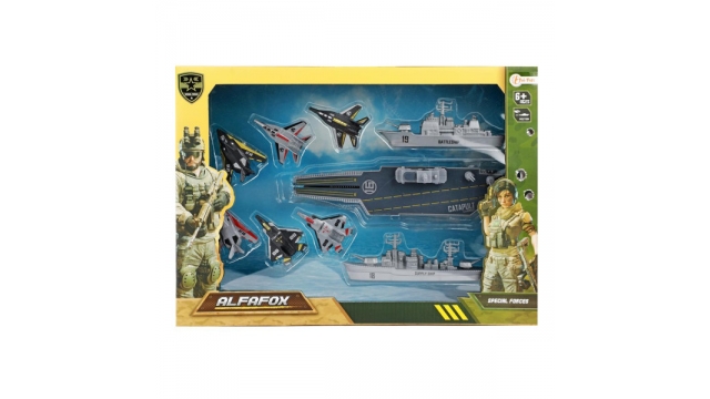 Toi Toys Alfafox Militair Vliegdekschip met Lanceer Straaljagers