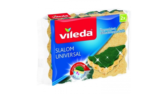 Vileda Slalom Universal Schuurspons 2 Stuks Geel/Groen