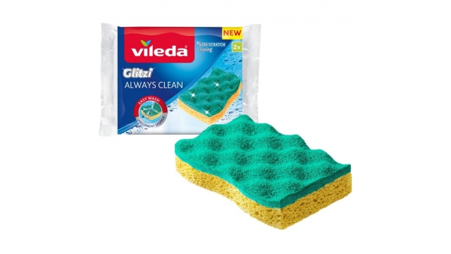 Vileda Glitzi Always Clean Schuursponsen 2 Stuks Geel/Groen